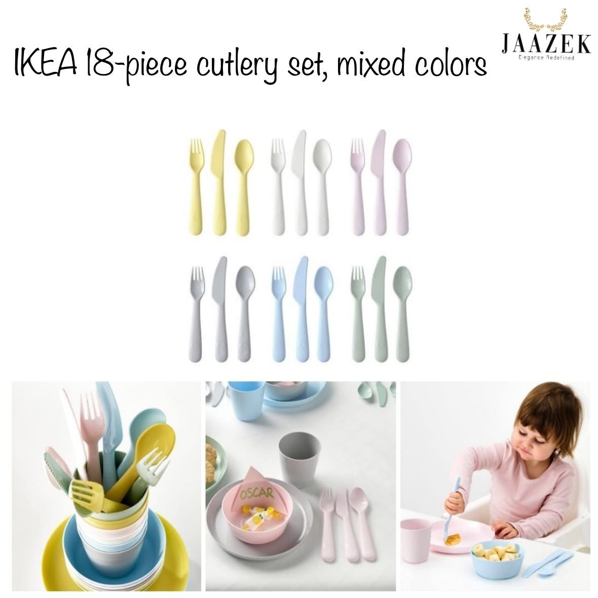KALAS 18-piece flatware set, mixed colors - IKEA
