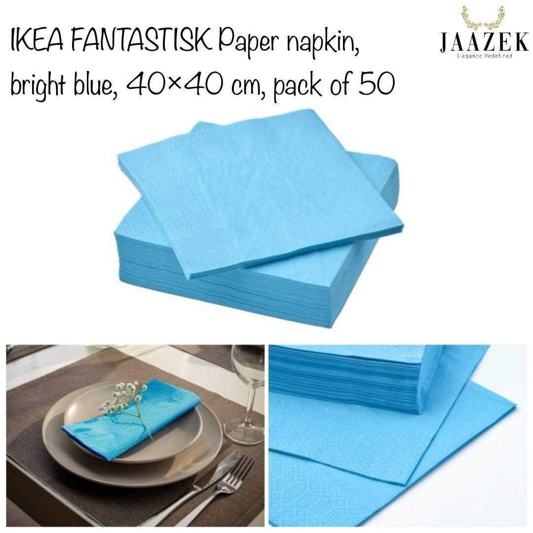 FANTASTISK Paper napkin, bright blue, 15 ¾x15 ¾ - IKEA